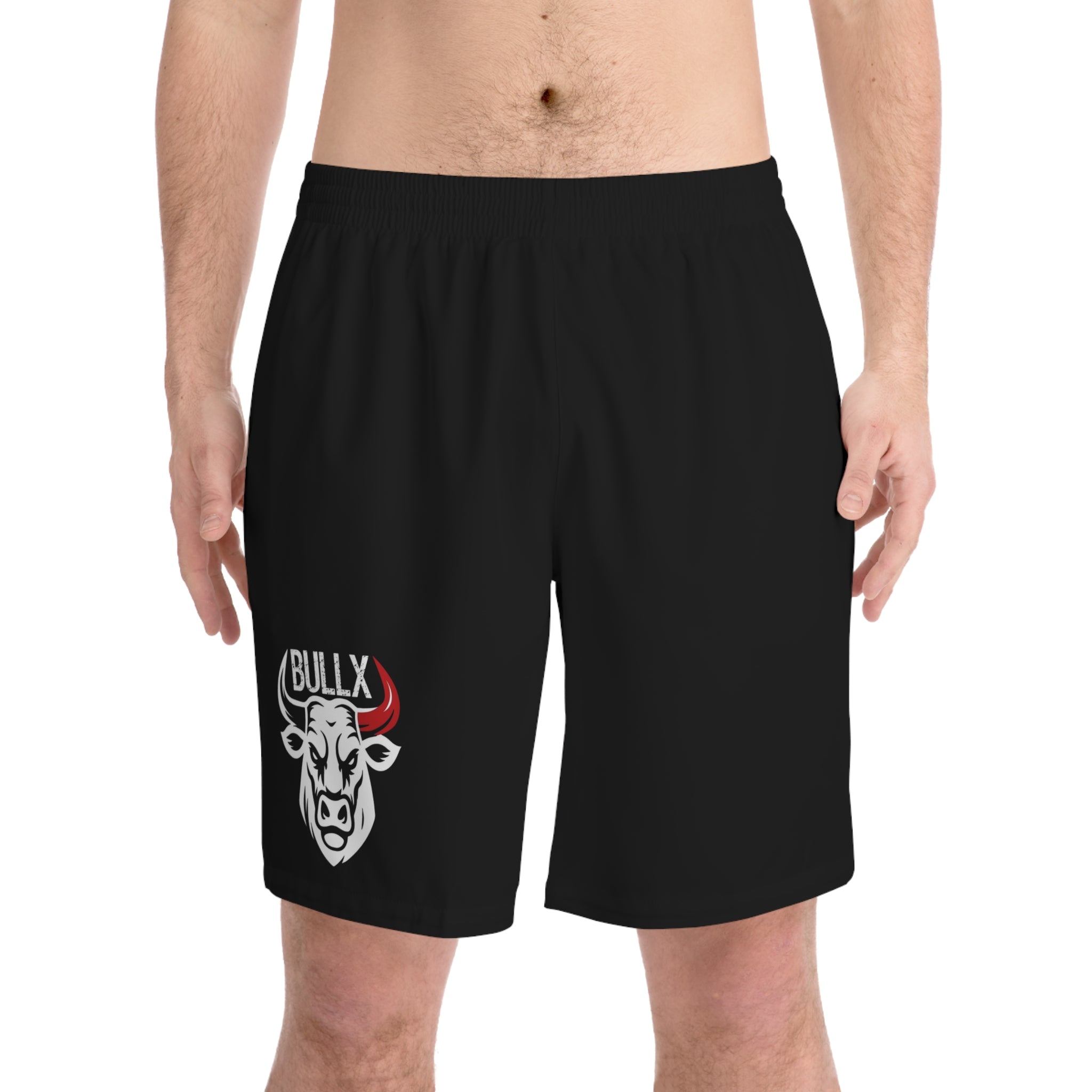 BULLX Logo Men's Black Athletic Swim Trunks