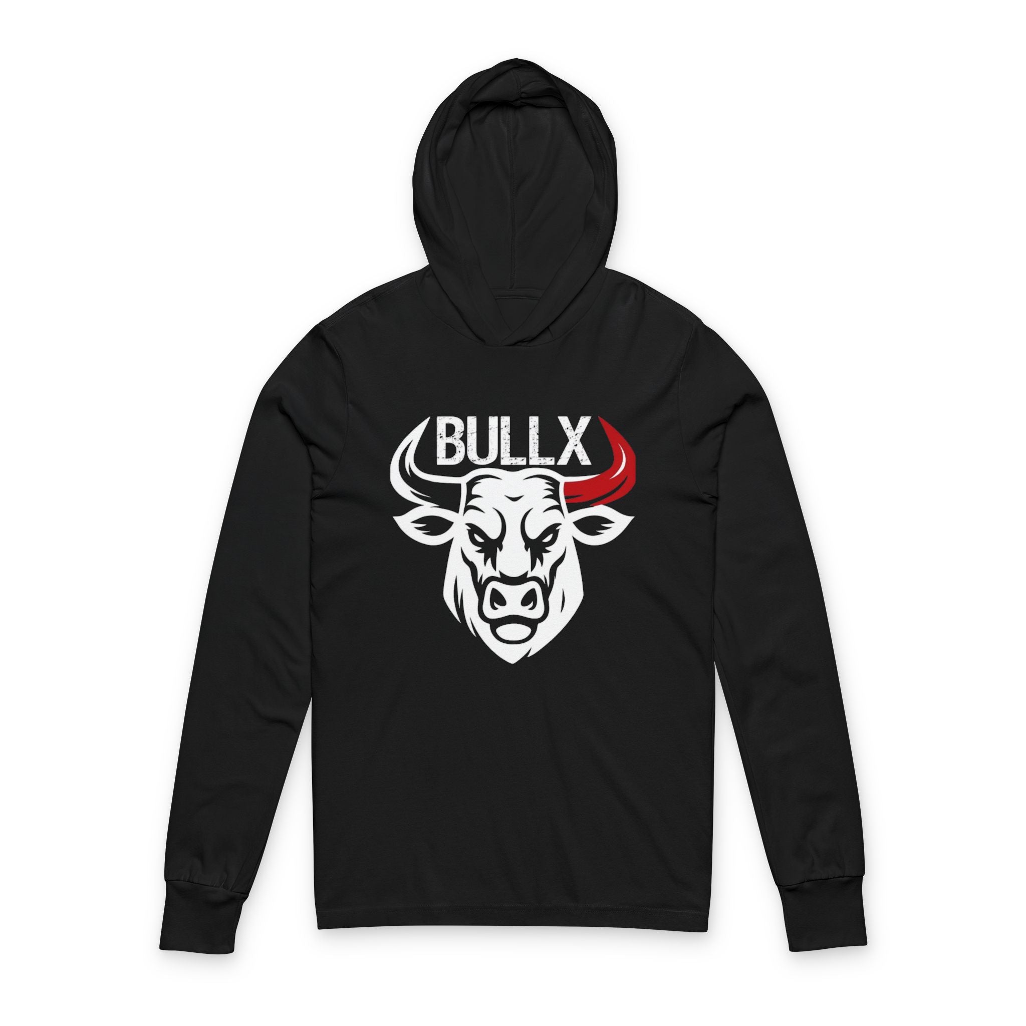 BullX Bull Logo Hoodie Tee — The Grind Motivational Hooded Long Sleeve