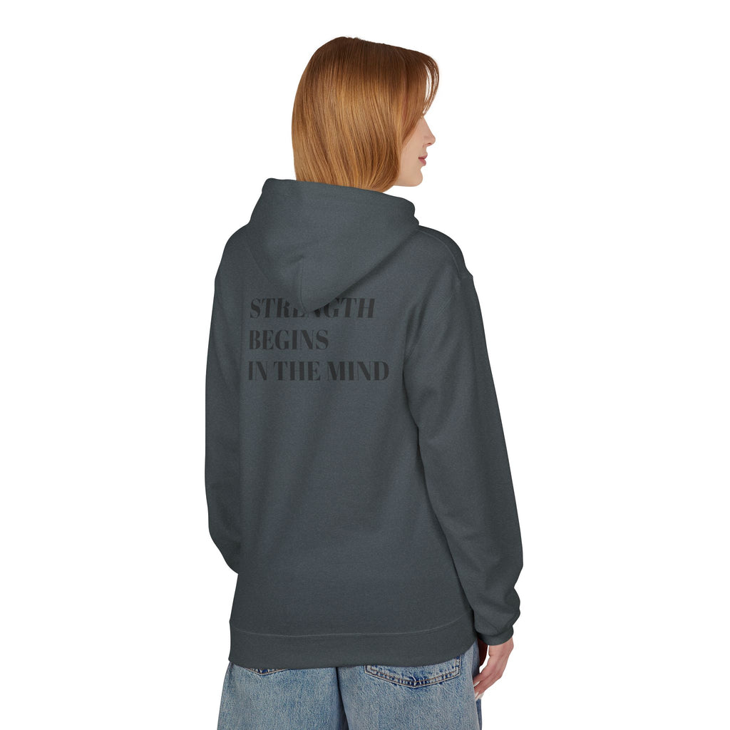Hoodie — 'Strength Begins in the Mind' Minimalist Motivational Pullover
