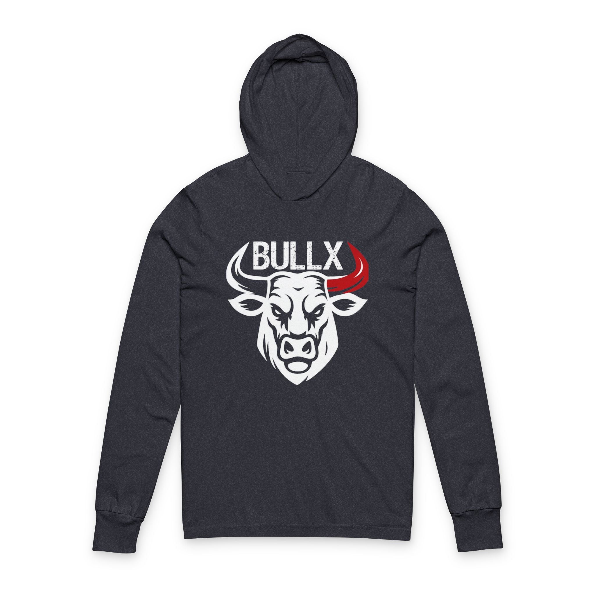 BullX Bull Logo Hoodie Tee — The Grind Motivational Hooded Long Sleeve
